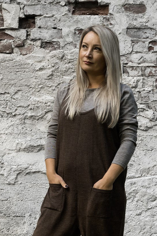 Alpaca sweater with boat neckline