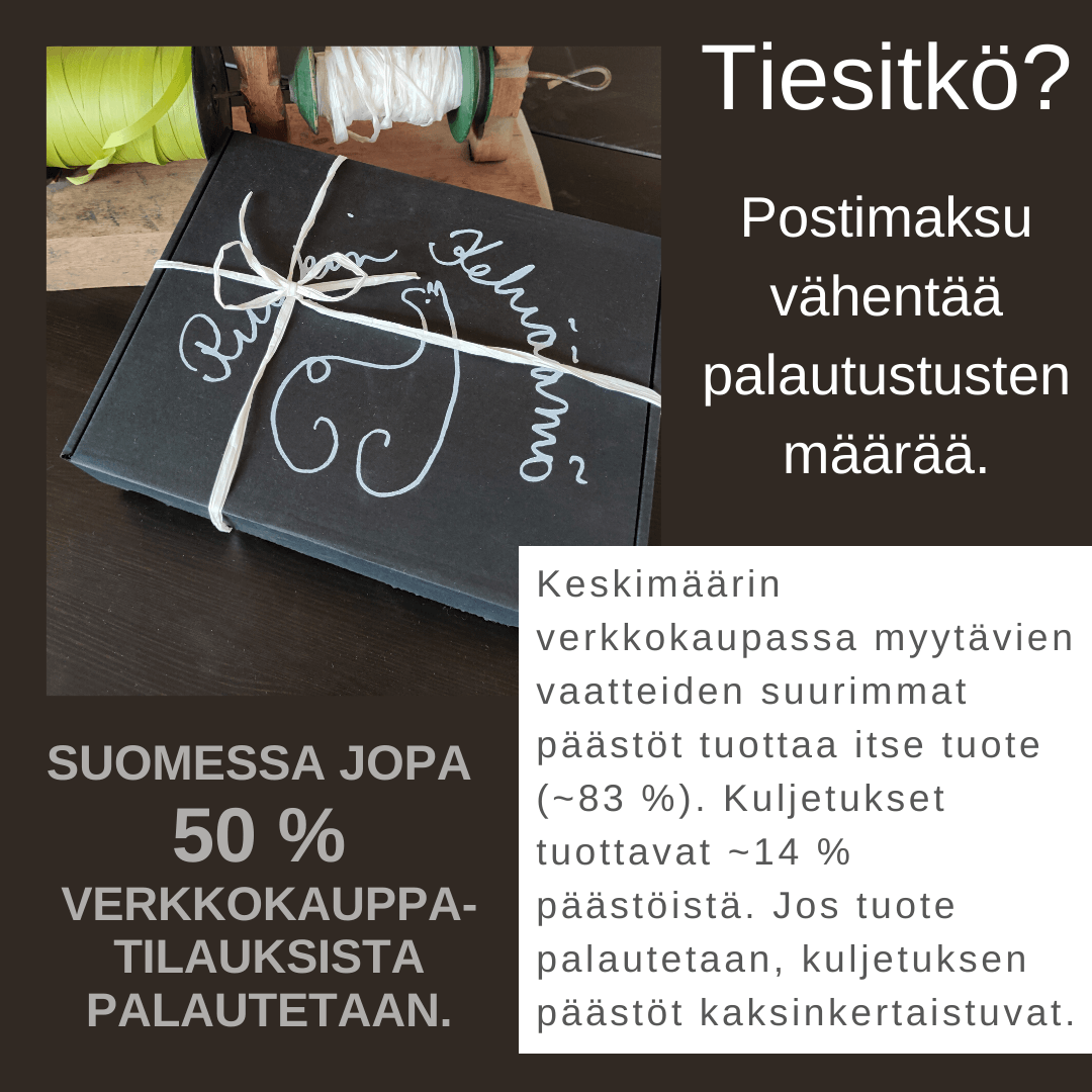 Postimaksu vähentää palautusten määrää - Ruukin kehräämö